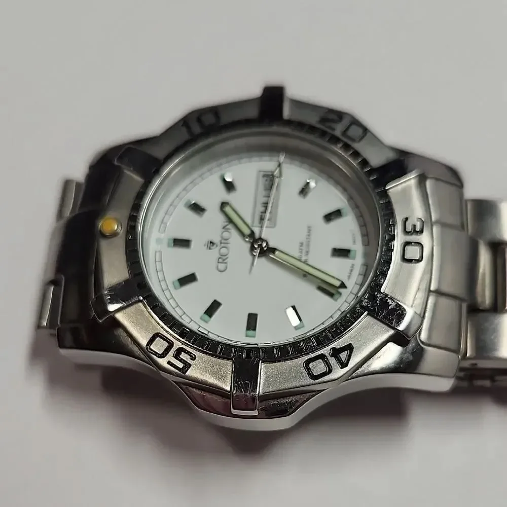 Croton Silver Stainless Steel Men’s Watch with White Dial Croton CA301051